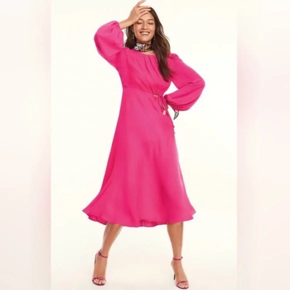 CAbi Delight Midi Dress in fuchsia pink, style #6578 Long Sleeve Dress - Picture 1 of 16